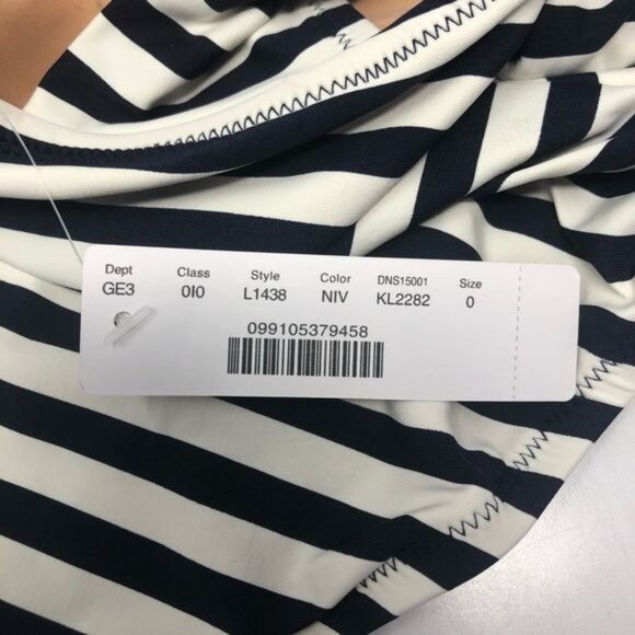 J Crew Plunge V neck One piece Swimsuit in Navy and Ivory Size 0 NWT - Picture 7 of 7